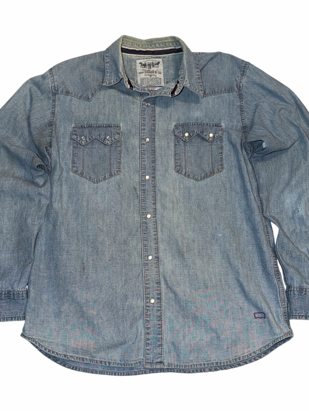 Vintage 90s y2k Levi Two Horse Brand Blue Denim Western‎ Snap baggy retro Medium
